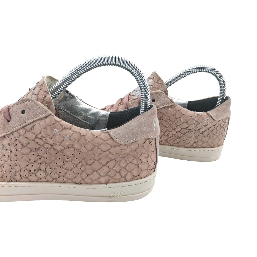 P448 Shoes Womens EU 37 US 7 Pink Suede Animal Print Italian Low Top Sneakers - Picture 10 of 13